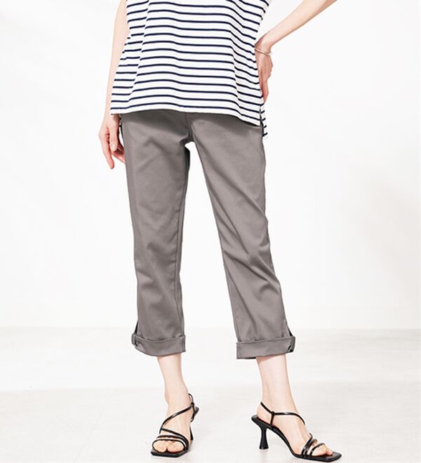 BELLUNA（ベルーナ）の「ヒンヤリ&times;サラリ速乾！綿サテンストレッチ裾リボンクロップドパンツ（クロップドパンツ）」｜詳細画像