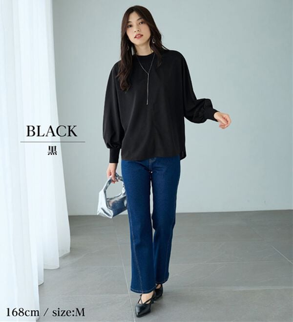 BELLUNA（ベルーナ）の「Ｔシャツ感覚なのにきちんとブラウス見え！カットジョーゼットプルオーバー（ブラウス）」｜詳細画像