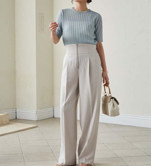 RANAN（ラナン）の「5分袖シアーラメリブニット（ニット・セーター）」｜詳細画像