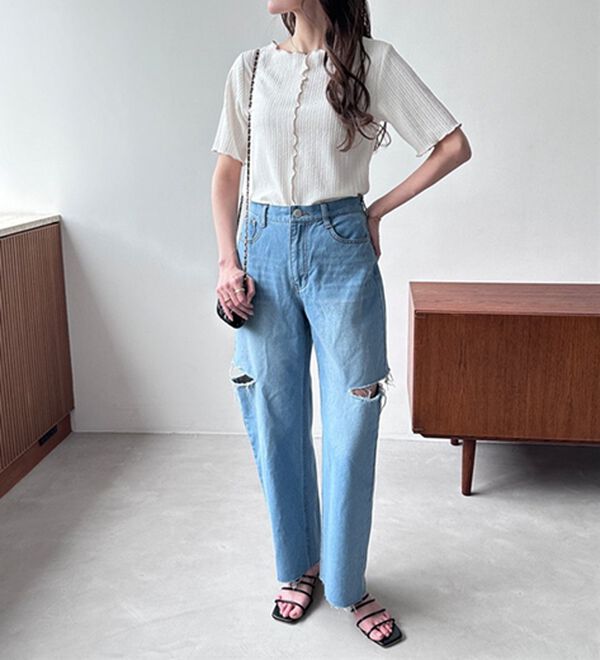 GeeRA（ジーラ）の「アソートカットアウトダメージパンツ（フルレングスパンツ）」｜詳細画像