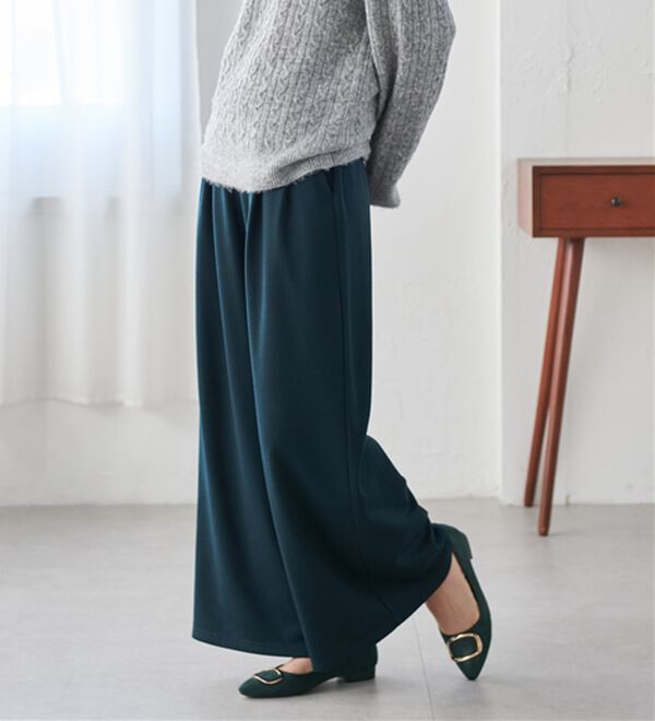 RANAN（ラナン）の「柔らかあったか！裏起毛ロングフレアガウチョパンツ（フルレングスパンツ）」｜詳細画像