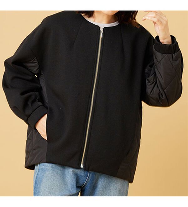 BELLUNA（ベルーナ）の「中わたキルト切替ノーカラージャケット（ノーカラージャケット）」｜詳細画像