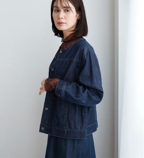 BELLUNA（ベルーナ）の「やわらかデニム素材ノーカラージャケット（その他ジャケット）」｜詳細画像