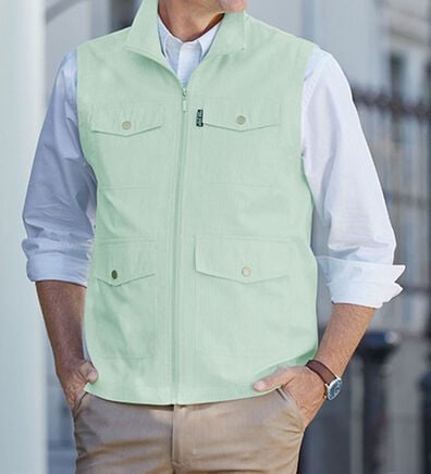 「爽やかサマーコードレーン多ポケットベスト（メンズベスト）」