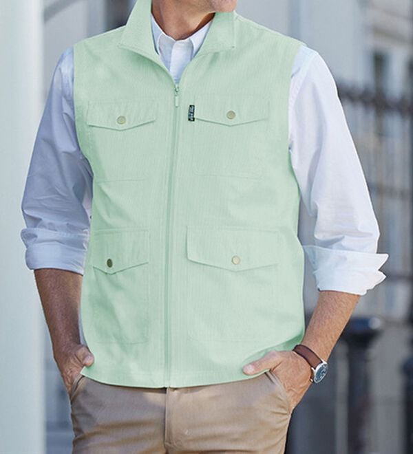 「爽やかサマーコードレーン多ポケットベスト（メンズベスト）」｜詳細画像