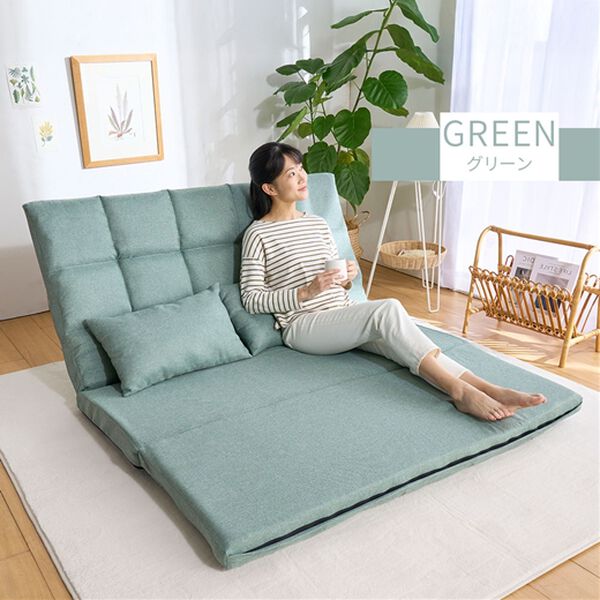 iellio（イエリオ）の「３ＷＡＹゆったりハイバックソファベッド＜リクライニングソファ・ローソファ・クッション付・新生活・来客・引っ越し・２人掛け＞（ソファ）」｜詳細画像