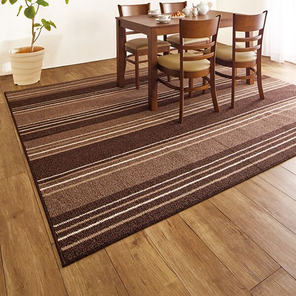 「日本製はっ水防汚ダイニングラグ（カーペット）」｜ブラウン