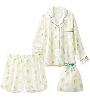 YU'NOW（ユナウ）の「【３点セット】綿100％テーラーシャツパジャマ（パジャマ・ルームウェア）」｜オフホワイト系ミモザ