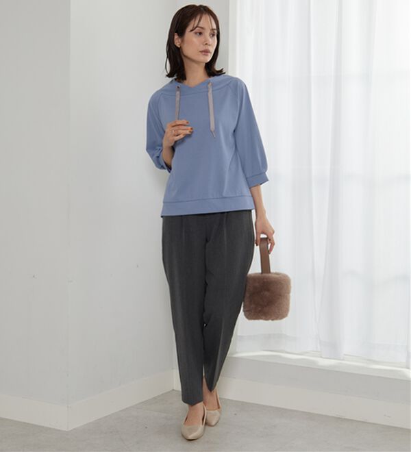 BELLUNA（ベルーナ）の「ヒンヤリ綿混ワイドネックプルオーバー（カットソー）」｜詳細画像