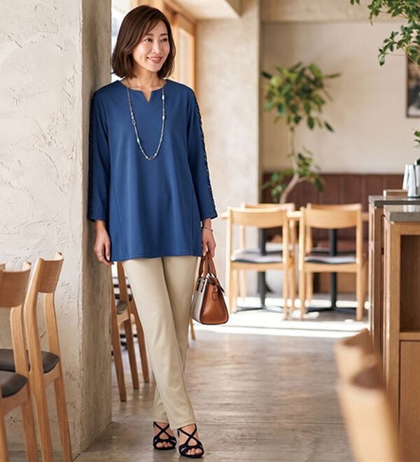 ルフラン（ルフラン）の「日本製すっきりチュニックパンツ（フルレングスパンツ）」｜詳細画像