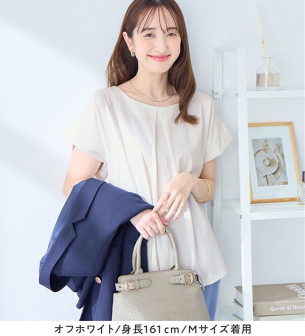 alotta（アロッタ）の「ひんやりタックデザインＴシャツ（カットソー）」｜詳細画像