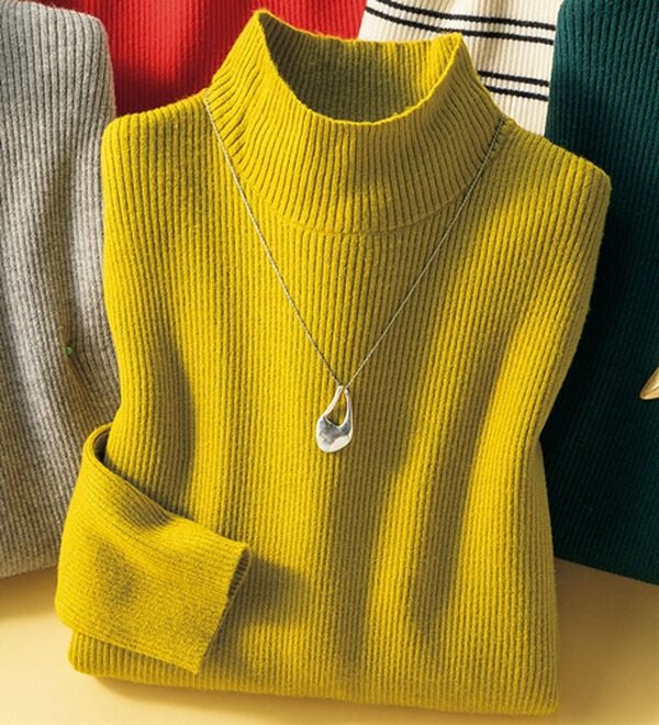 ルフラン（ルフラン）の「重ね着にぴったり！ミセスの為のリブニット（ニット・セーター）」｜カラシ