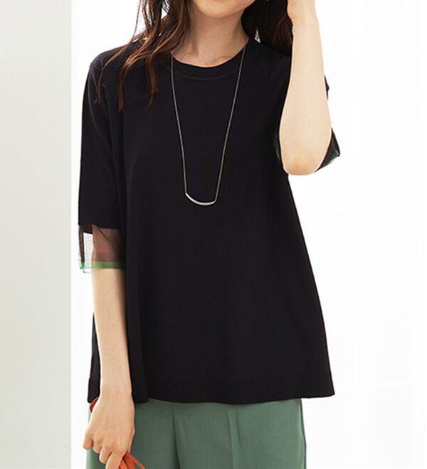 BELLUNA（ベルーナ）の「袖シアーラメ入りニットプルオーバー（ニット・セーター）」｜詳細画像