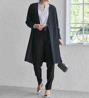 RANAN（ラナン）の「【２点セット】防シワ！洗える！ロングジャケットセットアップ（パンツスーツ）」｜ブラック