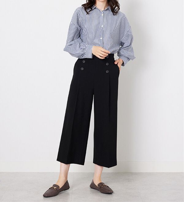 BELLUNA（ベルーナ）の「ストレッチ素材ボタン使いワイドパンツ（その他パンツ）」｜詳細画像