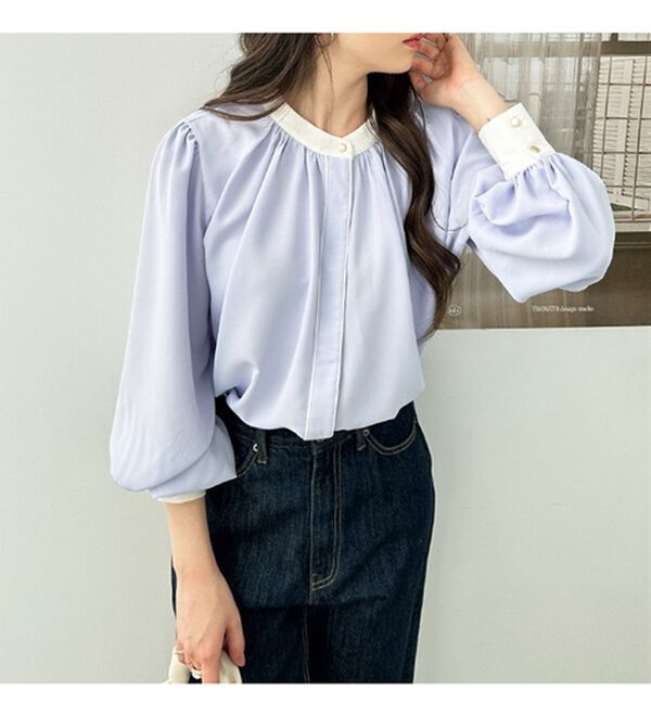 GeeRA（ジーラ）の「前後２ＷＡＹバイカラーブラウス（ブラウス）」｜詳細画像