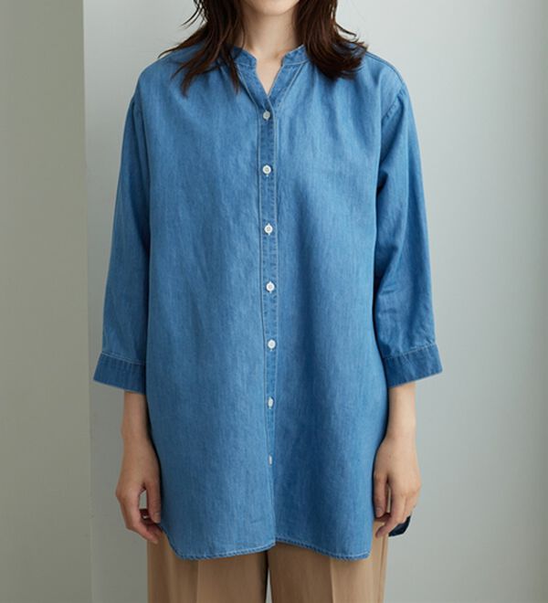 BELLUNA（ベルーナ）の「やわらかデニム素材シャツチュニック（チュニック）」｜詳細画像