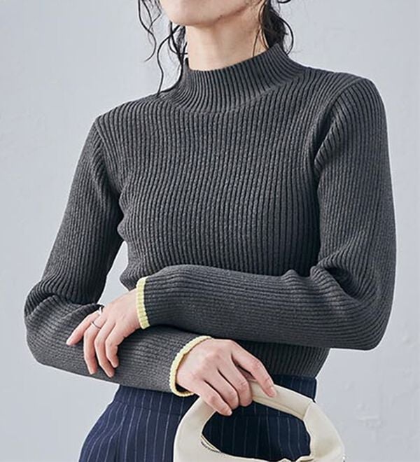 RANAN（ラナン）の「もちもちリブパイピングハイネックニット（ニット・セーター）」｜詳細画像