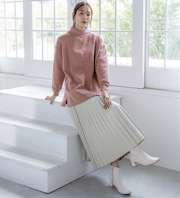 BELLUNA（ベルーナ）の「リブ使いがかわいい裏起毛トレーナー（チュニック）」｜詳細画像