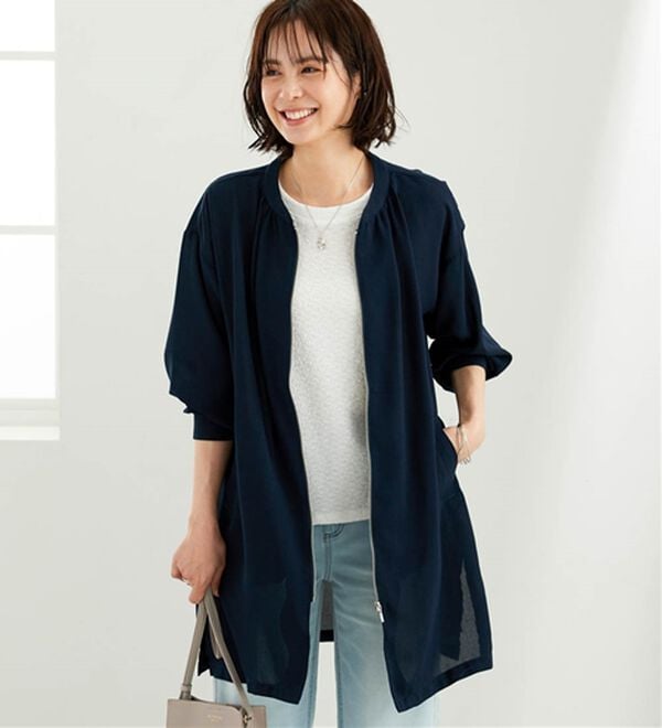 BELLUNA（ベルーナ）の「とろみ素材イージーケアロング丈ジャケット（その他ジャケット）」｜詳細画像