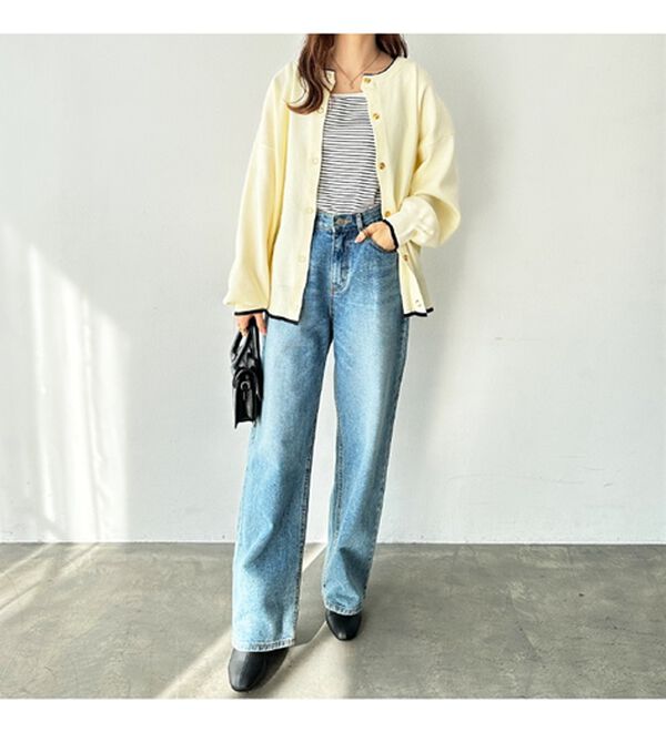 GeeRA（ジーラ）の「前後２ｗａｙ配色スポンディッシュカーディガン（ニットカーディガン）」｜詳細画像