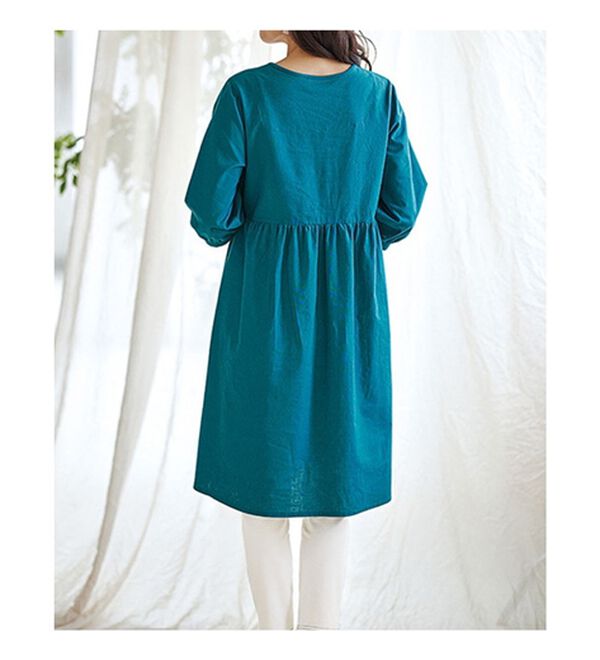 BELLUNA（ベルーナ）の「綿麻素材刺しゅうチュニックワンピース（チュニックワンピース）」｜詳細画像