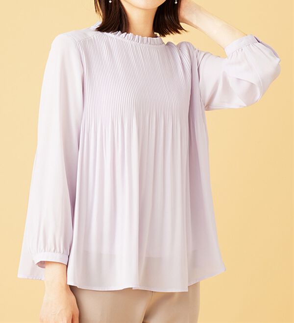 BELLUNA（ベルーナ）の「【新色追加】〈セレモニースタイル〉細プリーツデザインブラウス（ブラウス）」｜詳細画像