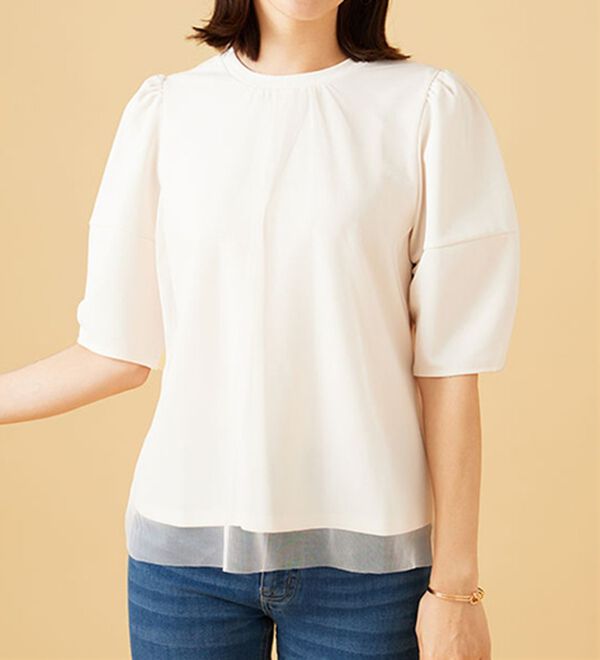 BELLUNA（ベルーナ）の「ランタンスリーブチュール重ねプルオーバー（カットソー）」｜詳細画像