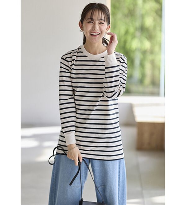 BELLUNA（ベルーナ）の「強撚綿１００％長袖プルオーバー（カットソー）」｜詳細画像