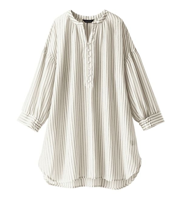 BELLUNA（ベルーナ）の「シャリ感シアー素材多ボタンチュニック（チュニック）」｜詳細画像