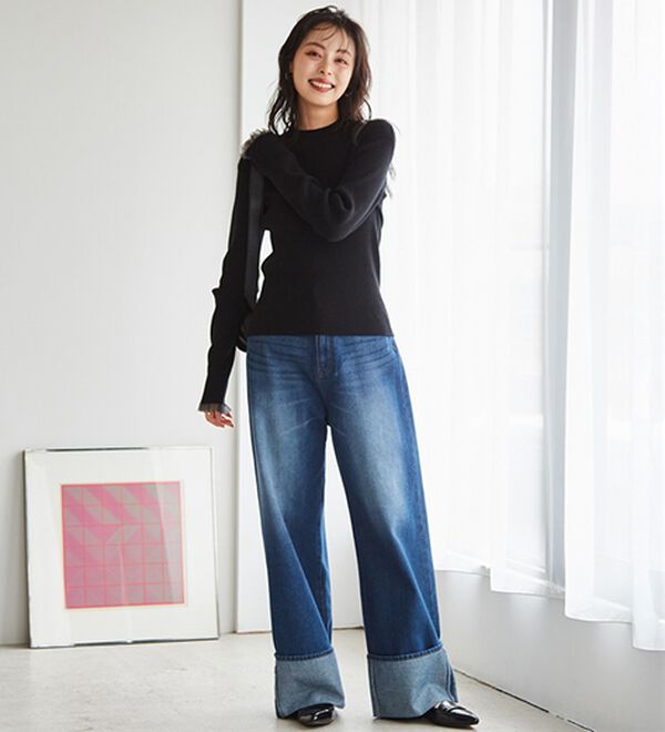 RANAN（ラナン）の「【春色追加】シアーフリル袖ハイネックリブニット（ニット・セーター）」｜詳細画像