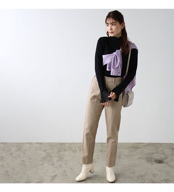 GeeRA（ジーラ）の「プリーツ付ハイネックリブニットトップス（ニット・セーター）」｜詳細画像