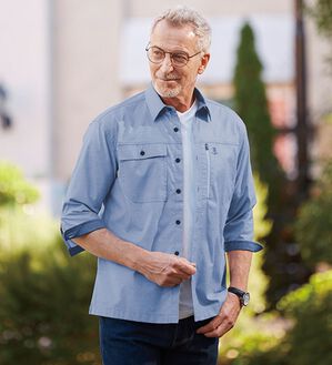 「＜Ｕ．Ｐレノマ＞大人の涼感７分袖シャツジャケット（メンズジャケット）」｜ネイビー系