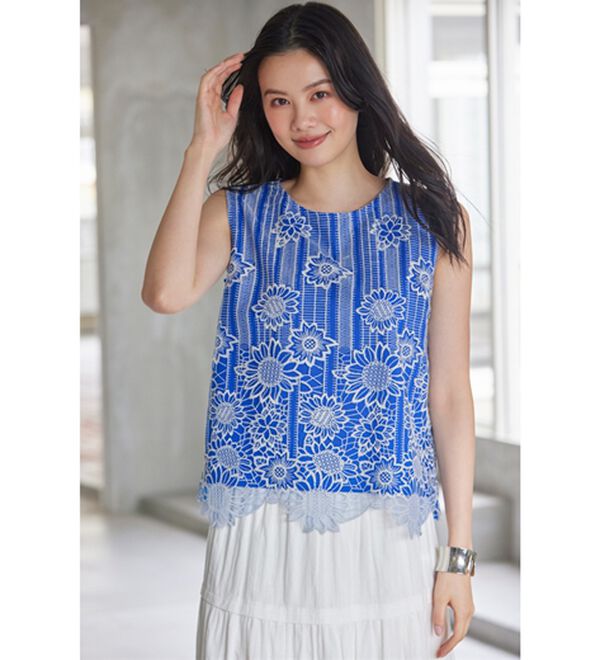 RANAN（ラナン）の「ひんやり！レース使いプルオーバー（ブラウス）」｜詳細画像