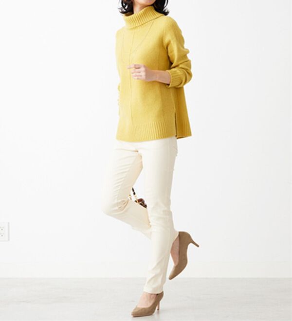 BELLUNA（ベルーナ）の「静電防止！蓄熱綿サテンストレッチカラーパンツスリム（フルレングスパンツ）」｜詳細画像