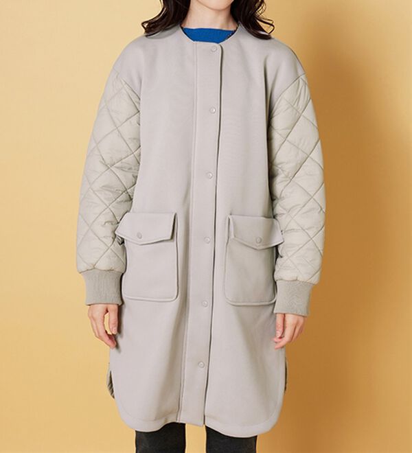 BELLUNA（ベルーナ）の「ダイヤキルト切替とろみ素材ロングコート（ロングコート）」｜詳細画像