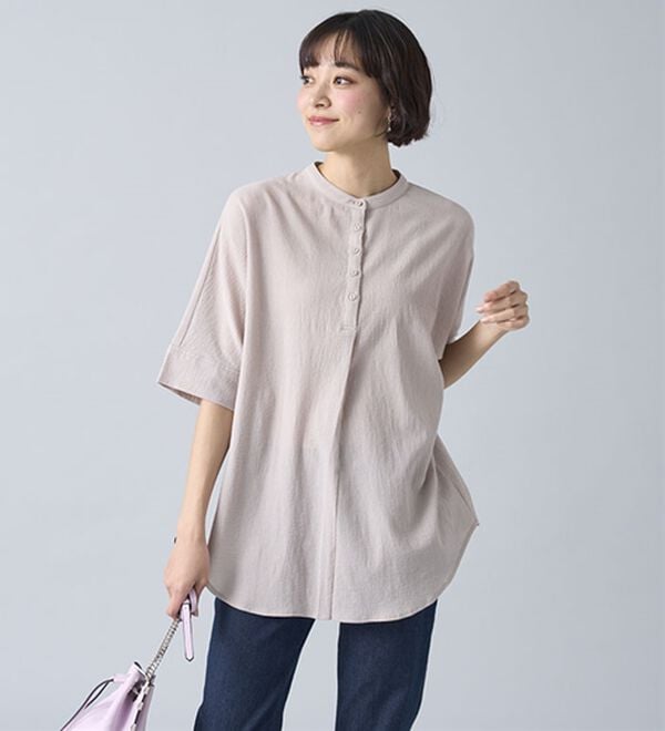 BELLUNA（ベルーナ）の「綿１００％ワッシャー素材ゆったりドルマンブラウス（ブラウス）」｜詳細画像