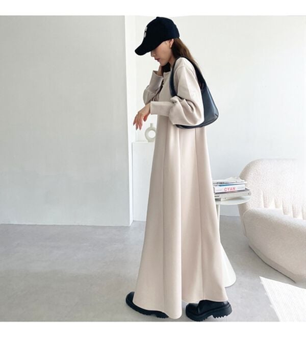 GeeRA（ジーラ）の「【再入荷】1枚で決まる！ハーフジップフレアワンピース（カットソーワンピース）」｜詳細画像