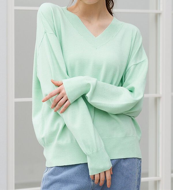 RANAN（ラナン）の「もちもちベーシックニット（Vネック・ハイネック）（ニット・セーター）」｜詳細画像