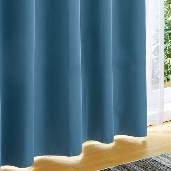 「保温機能付　遮光カーテン＆レース４枚組（ドレープカーテン）」｜ブルー