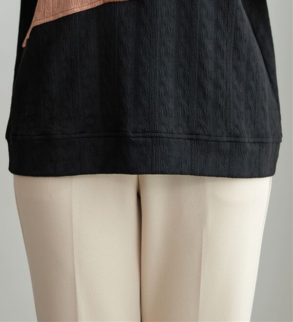 BELLUNA（ベルーナ）の「ミニケーブル柄パッチワーク風プルオーバー（カットソー）」｜詳細画像