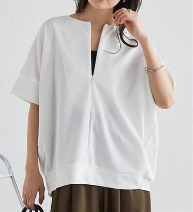 RANAN（ラナン）の「【ひんやり・ＵＶ】ハーフジップコクーンチュニック（チュニック）」