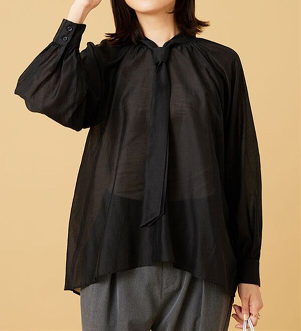 BELLUNA（ベルーナ）の「ブライトシアー素材ボウタイブラウス（ブラウス）」｜詳細画像