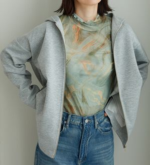 BELLUNA（ベルーナ）の「フードデザインとろみ素材ジップアップパーカー（パーカー）」｜詳細画像