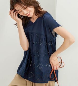 BELLUNA（ベルーナ）の「<INDIA>刺しゅうレース切替ブラウス（ブラウス）」｜詳細画像