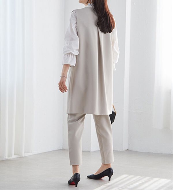 RANAN（ラナン）の「【２点セット】防シワ！ロングジレセットアップ（パンツスーツ）」｜詳細画像