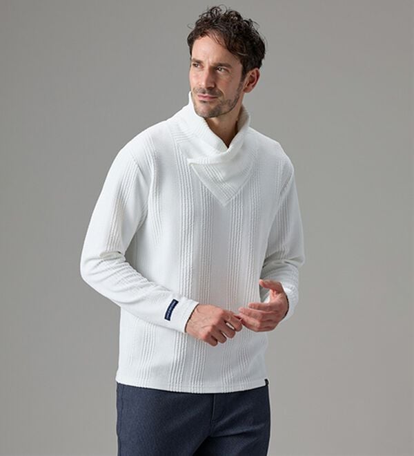 「＜コムルヴァン・オム＞ボリュームネック着映えプルオーバー（メンズニット・セーター）」｜詳細画像