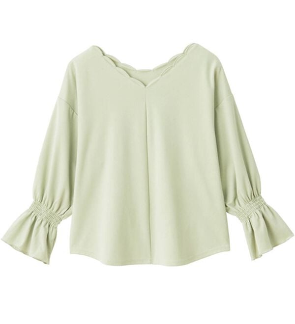 RANAN（ラナン）の「ひんやり！キャンディースリーブスカラップブラウス（カットソー）」｜詳細画像