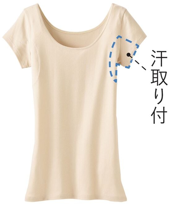 LAVIENNE（ラヴィエンヌ）の「【汗かきさん必見！】涼感サラッと快適汗取り半袖インナー＜さらりラボ＞（肌着・インナーウェア）」｜詳細画像