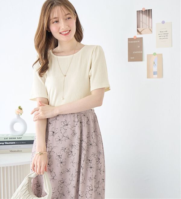 alotta（アロッタ）の「楽キレイ異素材ドッキングワンピース（ドッキングワンピース）」｜詳細画像